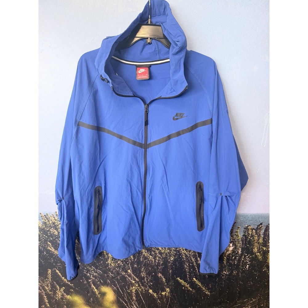 Nike Windrunner Jacket Mens XL Blue Tech Woven Hooded Full Zip Windbreaker